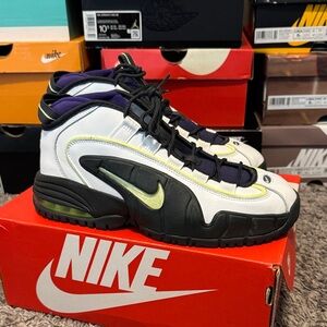 Air Max Penny 1 in Black, White, with Green Accents